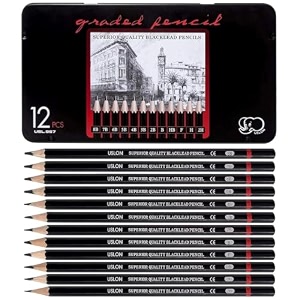 professional sketching kit with sharpener amp zippered carry case  complete graphite charcoal amp shading pencil set for beginners amp artists 12 pc graded pencil