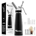 Professional Whipped Cream Dispenser, Durable Aluminum Cream Whipper with 2 Sets of Stainless Steel and Plastic Tips & Cleaning Brush, 1-Pint / 500 mL,Homemade Cream Maker