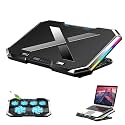 Proffisy RGB Laptop Cooling Pad, Gaming Laptop Cooler Stand with 6 Quiet Cooling Fans and 7 Height Adjustable, LCD Screen and RGB Lights for 11-17.3 Inch Notebook Gaming Laptop (Black)
