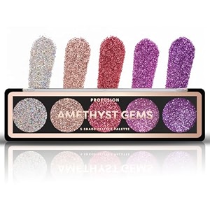 profusion cosmetics amethyst gems 5 shade glitter eyeshadow palette multicolour amethyst gems
