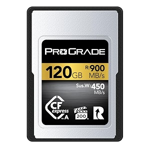 prograde digital cfexpress 20 type a memory card 120gb gold