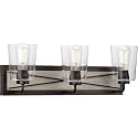 Progress Lighting Briarwood Collection 3-Light Clear Glass Coastal Bath Vanity Light Graphite,Black