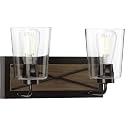 Progress Lighting Briarwood Collection 2-Light Clear Glass Coastal Bath Vanity Light Antique Bronze, 8-1/4" x 14-3/4"