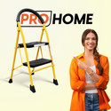 ProHome 2 Step Foldable Steel Ladder for Home | Ladder with Anti-Slip Shoes Steel Ladder