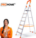 ProHome 7 step Folding Ladder for Household use Kitchen Boss, Metal Frame Anti Skid Step Aluminium Ladder