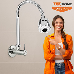 prohome brass kitchen sink tap dual flow chrome wall mount 360 degree  dual flow pattern for hot or cold water with wall flange sink tap faucet wall mount installation type
