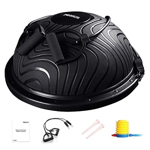 proiron balance trainer - black with resistance bands balance board yoga half ball air dome balance ball with pumpimprove core and ab strength with full body home gym workouts or fitness training