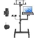 Projector Stand, 2 Shelves Mobile Laptop Cart with Adjustable 47" Height