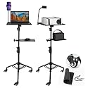Projector Stand Tripod - 28.7 -54.3 Inch Adjustable Laptop Tripod Stand with Wheels - Dual Tray Portable Laptop Stand with Phone Holder for Office, Home, Stage, DJ Equipment & Outdoor Movies