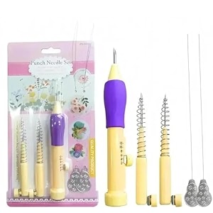 prokart - 3-piece punch needle embroidery tool set - adjustable punch needles for rug making needlework amp diy crafts
