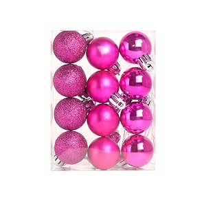 prokart classic christmas set of 12 hot pink ornaments christmas bauble tree balls - 3cm xmas hanging ornament bauble home christmas decoration indoor hot pink xmas ball