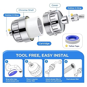 prokart pro shower and tap filter for hard water with 15 stage  hard water softener for bathroom  strengthen skin amp hair  reduce hair fall amp skin dryness  hard water softner  pack of 1chrome