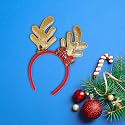 ProKart Premium 1 Pcs Golden Sequence Glitter Snowman Headband for Christmas Funny Party | New Year Party | Props Favors Children or Adult and Girls Christmas Party Accessory (Golden Sequin Headband)