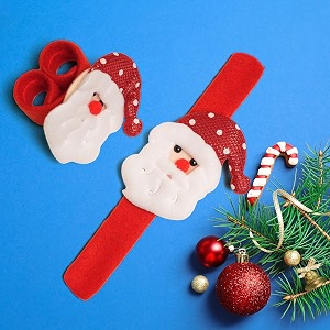 prokart premium christmas red slap bracelets snowman headband for christmas funny party  new year party  props favors children or adult and girls red snap bracelets