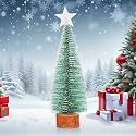 ProKart Premium Mini Christmas Tree, Small Pine Tree with Wooden Bases | Xmas Tree Decorations Hanging for Home, Birthday, Valentine's, Christmas Funny Party &amp; New Year Party (Xmas Tree Top Star)