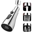 ProKart Silver 3-Function Pull-Down Sprayer Kitchen Sink Faucet | Kitchen Water Tap with 360° Spout Rotation | Water Saving Sink Aerated Flow Head for Kitchen (Matte Black)