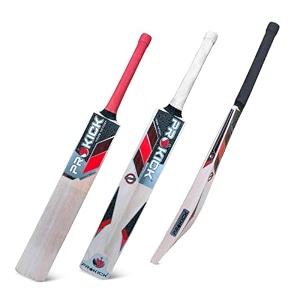 prokick impulse kashmir willow cricket bat size 3 - red tennis ball bat with powerful stroke - suitable for both leather ball and tennis ball