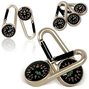 proloso carabiner compass outdoor adventure tools party favors for kids keychain belt clips liquid filled ball school prizes 10 pack