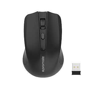 promate 24g wireless mouse portable optical wireless mouse with usb nan receiver 10m working distance auto sleep function and 3 adjustable dpi level for mac os windows android clix-8 black