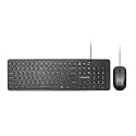 Promate Wired USB Keyboard with Mouse, Super-Slim Comfortable Full-Sized Quiet Keyboard with 1200 DPI Ambidextrous Mouse, in-Built Volume Controls and Fold-Up,Combo-KM2