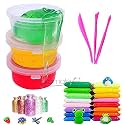 Promote T 12 Air Drying Modeling Clay+ 6 Crystal Slime in Science Ultimate Slime Kit for Kids Fluffy & Unicorn Age 4 Years and Above (Multicolour)