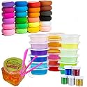 Promote Trader 12 Crystal Slime,1 Toy Slime Jar and 12 Air Dry Clay Combo with Free Glitter and Tools Gift Pack for Kids Boys Girls Slime for Girls