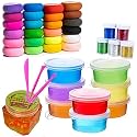 Promote Trader DIY Slime Kit with 6 Crystal Slime+ 12 Air Dry Clay+ 3 Toy Slime with Free Tools and Glitter for Kids Boys and Girls Age 3+ Years Magic Mud Surprise Gift