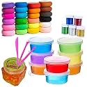 Promote Trader Pack of 12 Multicolor Non-Scented DIY Magic Slime - 12 Clay + 1 Unicorn Poop Gel Jelly Putty Set Kit With Glitter and Tools for Boys Girls Kids