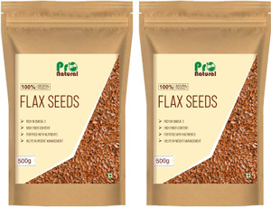 pronatural premium flax seeds 1kg 500x2gms - fibre rich alsi seeds for weight lossmanagement brown flax seeds 1 kg