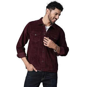 PRONK Teddy Lined Corduroy Jacket - Wine
