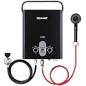 Propane Tankless Water Heater, 1.32 GPM, 34,000 BTU Portable Water Heater with Overheating Protection, Update Screw-free Back Shell, Instant Hot Water for RV Camping, Outdoor Shower (BLACK)