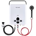 Propane Tankless Water Heater, 1.32 GPM, 34,000 BTU Portable Water Heater with Overheating Protection, Update Screw-free Back Shell, Instant Hot Water for RV Camping, Outdoor Shower (WHITE)