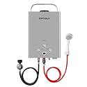Propane Tankless Water Heater, 1.58GPM 6L Portable Gas Water Heater, 41,000 BTU, Overheating Protection, for Outdoor Shower, Camping, RV, Cabin, Barn, Boat, Gray