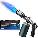 Powerful Propane Torch Gun, Kitchen Torch With Adjustable Flame, Flamethrower Blow Torch for BBQ, Campfire, Searing Steak, Camping (Propane Tank Not Included)-Silver