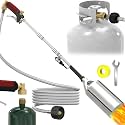 Propane Torch Weed Burner Kit, for 1lb cylinder, 5-20lb propane tank. 40'' Detachable Extended 2 modes Blow Torch with 10FT Hose, Heavy Flamethrower with Turbo Trigger for Weed Roof Melt Ice/Snow