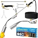 Propane Torch Weed Burner, Weed Torch High Output 340,000 BTU with 11.5FT Hose, Heavy Duty Blow Torch with Flame Control and Button Igniter, Flamethrower for Weeding, Roofing, Snow Melting, BBQ