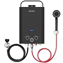 Propane Water Heater, 1.58GPM 6L Portable Tankless Water Heater with Handle & Overheating Protection, Propane Gas, Instant Hot Water for RV Camping, Outdoor Shower (BLACK)