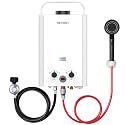 Propane Water Heater, 1.58GPM 6L Portable Tankless Water Heater with Handle & Overheating Protection, Propane Gas, Instant Hot Water for RV Camping, Outdoor Shower (WHITE)