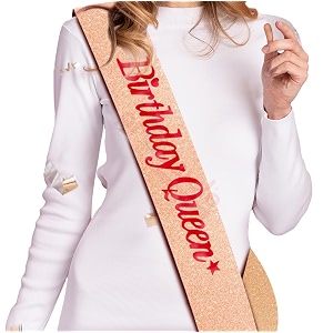 propsicle rose gold glitter birthday queen sash for women pack of 1