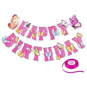 propsicle butterfly theme happy birthday banner for girls decoration