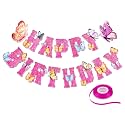 Propsicle Butterfly Theme Happy Birthday Banner for Girls Decoration