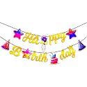Propsicle Rainbow Theme Happy Birthday Banner for Kids Party Decoration