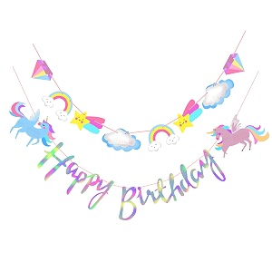propsicle unicorn happy birthday banner for girls birthday decoration