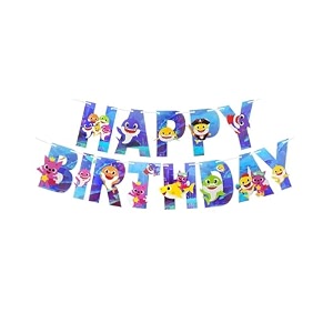 propsicle colorful baby shark happy birthday bold letters banner for kids and adults party decorations multi colors happy birthday sign backdrop hanging decorations