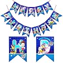 Propsicle Paw-Ptrol Happy Birthday Fishtail Flag Banner, Blue Party Decoration, Kids Birthday Sign Backdrop, Hanging Decorations