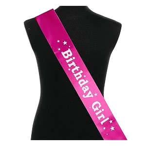 propsicle satin pink white happy birthday girl sash party item pink princess theme birthday party decoration women girls mom bday party 16th birthday decorations - pack of 1