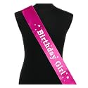 Propsicle Satin Pink White Happy Birthday Girl Sash Party Item Pink Princess Theme Birthday Party Decoration Women, Girls, Mom Bday Party, 16th Birthday Decorations - Pack of 1