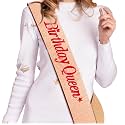 Propsicle Rose Gold Glitter Birthday Queen Sash for Women, Pack of 1
