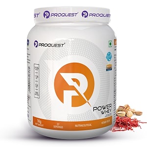 proquest whey protein powder kesar pista 1 kg  22 lbs 27 servings  24g protein per scoop  lab tested  with probiotics amp digezyme  perfect for pre-workout post-workout or intra-workout supplement supporting muscle recovery amp performance