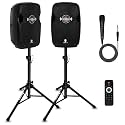 PRORECK Impact 10 10-Inch Stereo Speakers, 800W Peak Power Bluetooth PA Speaker System with Wired Microphone, Speaker Stands & Remote – Portable DJ Speaker for Parties, Events, Karaoke, Outdoor Use